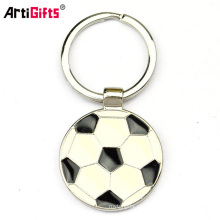 Keychain barato feito sob encomenda do metal da promoção por atacado com impressão do esboço do futebol